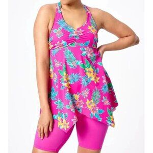 Kim Gravel x Swimsuits For All Top and  Short Set Hot Tropics Reg 12 A567722